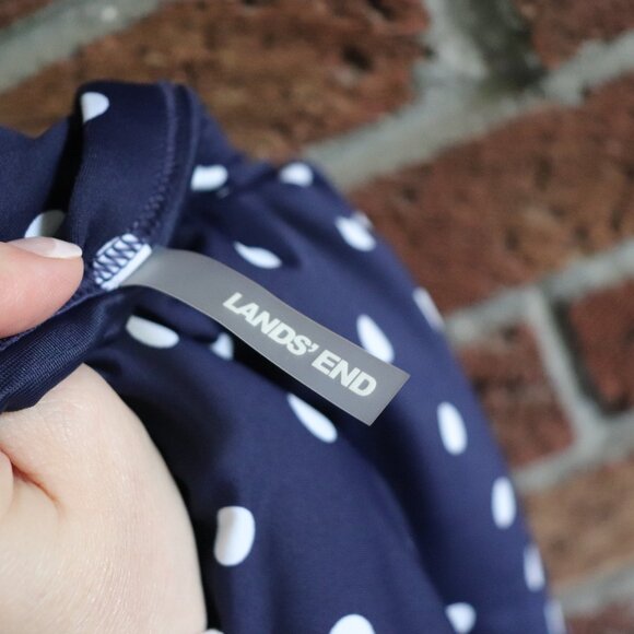 lands end swim top * loose * polka dot * navy / white * size 24W * euc - Picture 11 of 14